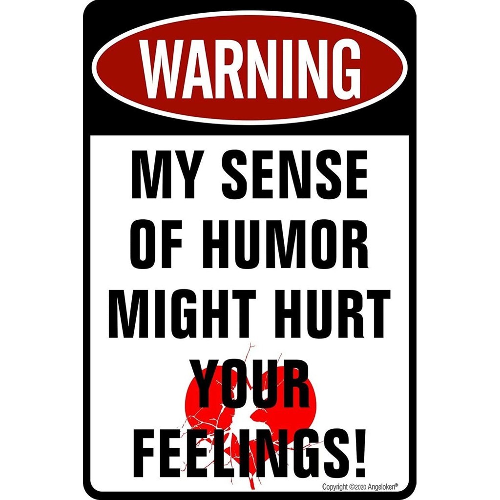 AMERICAN WIT Targa In Metallro Retrò 30,5x20,3 Cm – Warning: My Sense Of Humor Might Hurt Your Feelings - 2
