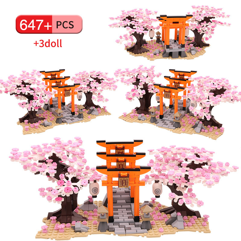 City Street View Blocks Sakura Shrine Bricks Cherry Blossom Creator ...