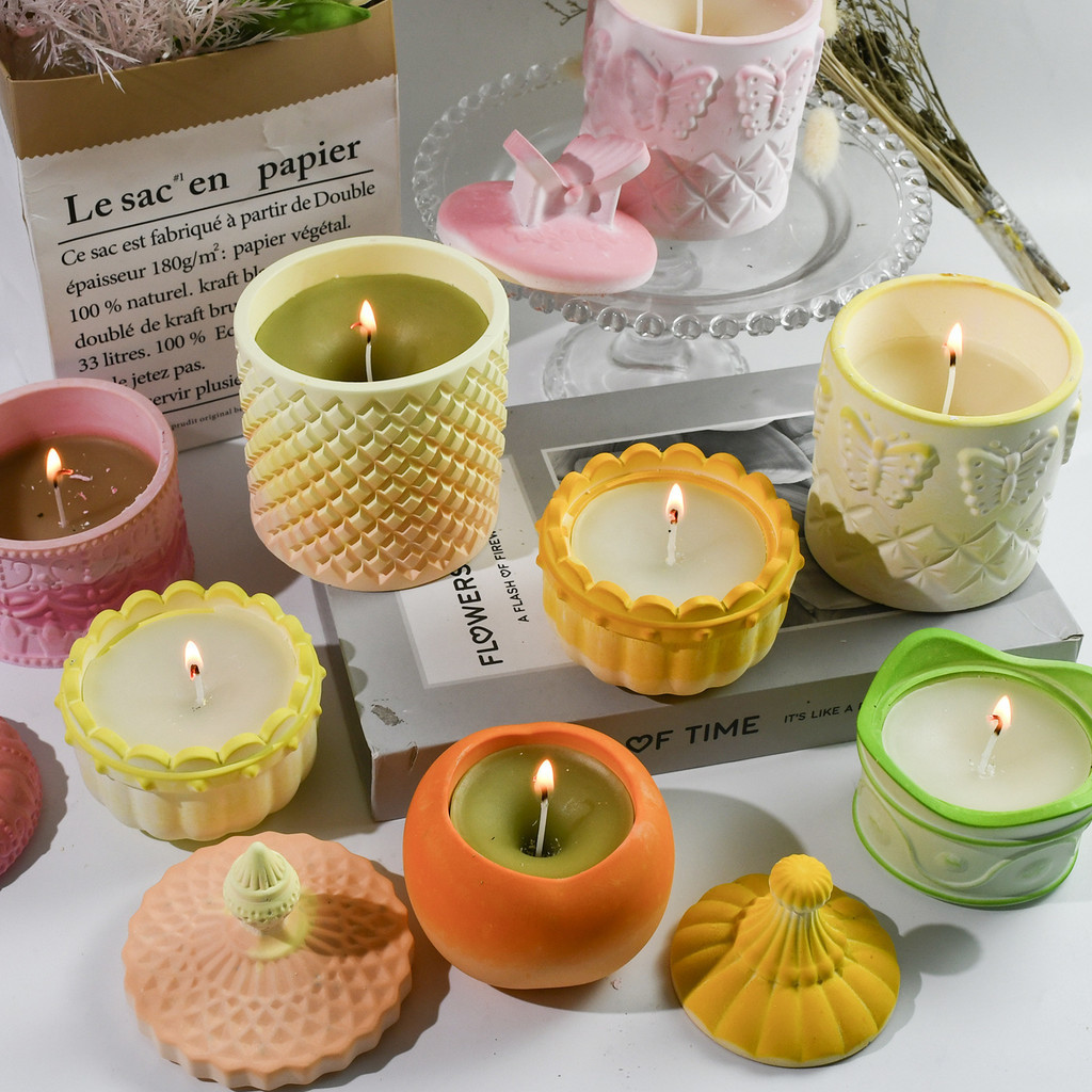 ♣Creative DIY Gypsum Candle Cup Mold Aroma Candle Holder Silicone Mould ...