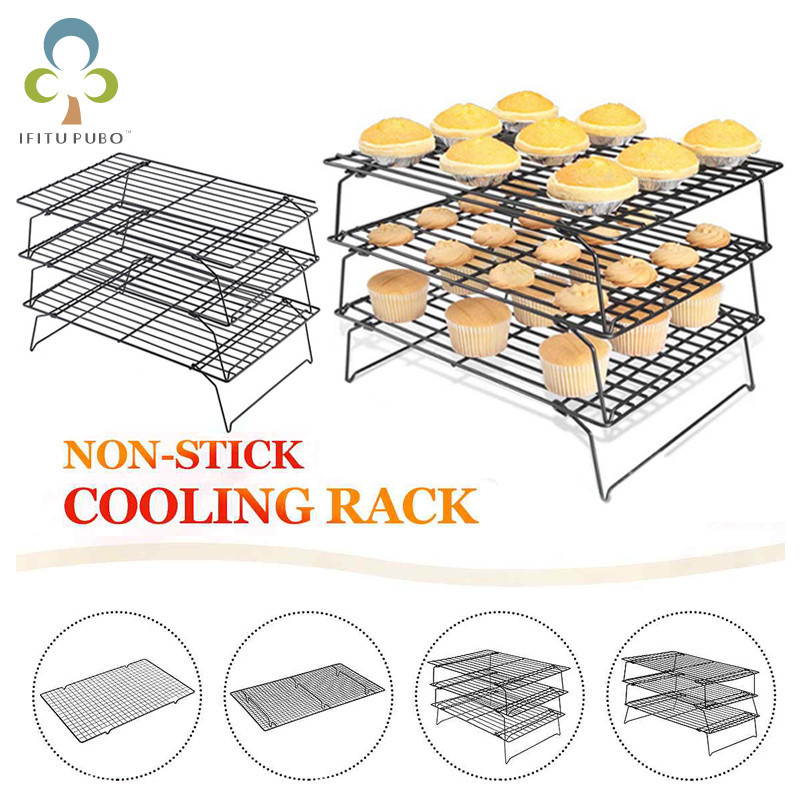 3Layers Stackable Wire Grid Cooling Tray Cake Food Rack Oven Kitchen ...