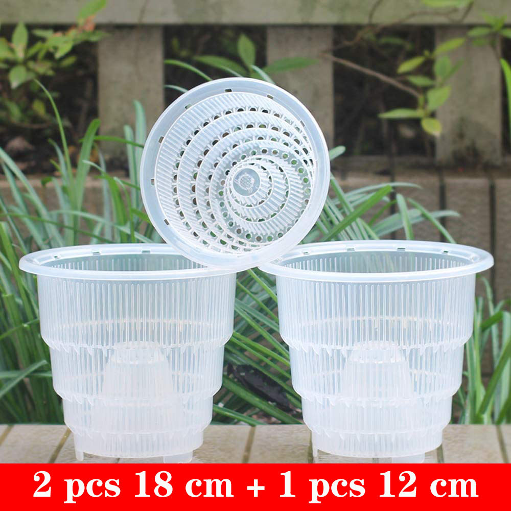 Meshpot 4/5/6 Inch Clear Orchid Pot With Holes Plastic Flower Pot ...