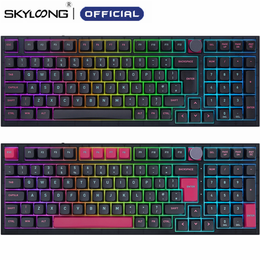 ♞SKYLOONG GK980 ISO Layout Knob Mechanical Keyboard Miami Night GK6 ...