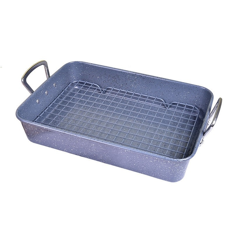 ☫Kitchen Nonstick Rectangular Deep Dish Roasting Pan Barbecue Bakeware ...
