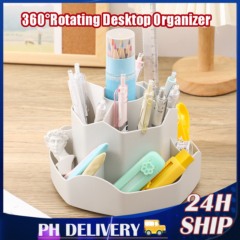 Desk Pen Holder 360 Degree Rotating Desktop Organiser Desktop Organiser ...