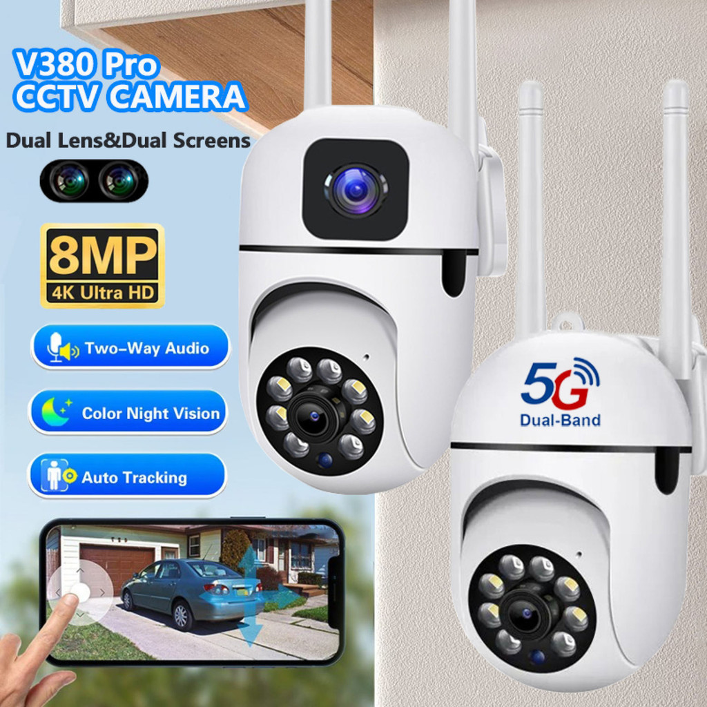 BUY 1 TAKE 1 V380 Pro 5G 8MP Dual Lens Dual Screens Outdoor CCTV Camera ...