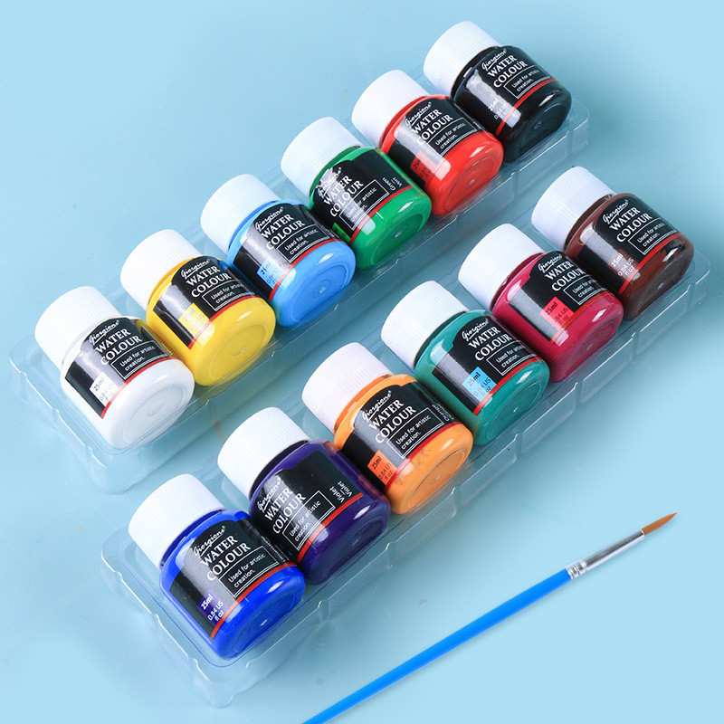 Gouache Paint Set 25ml Large Bottle Paint Can Non-toxic 12 Colors Full ...