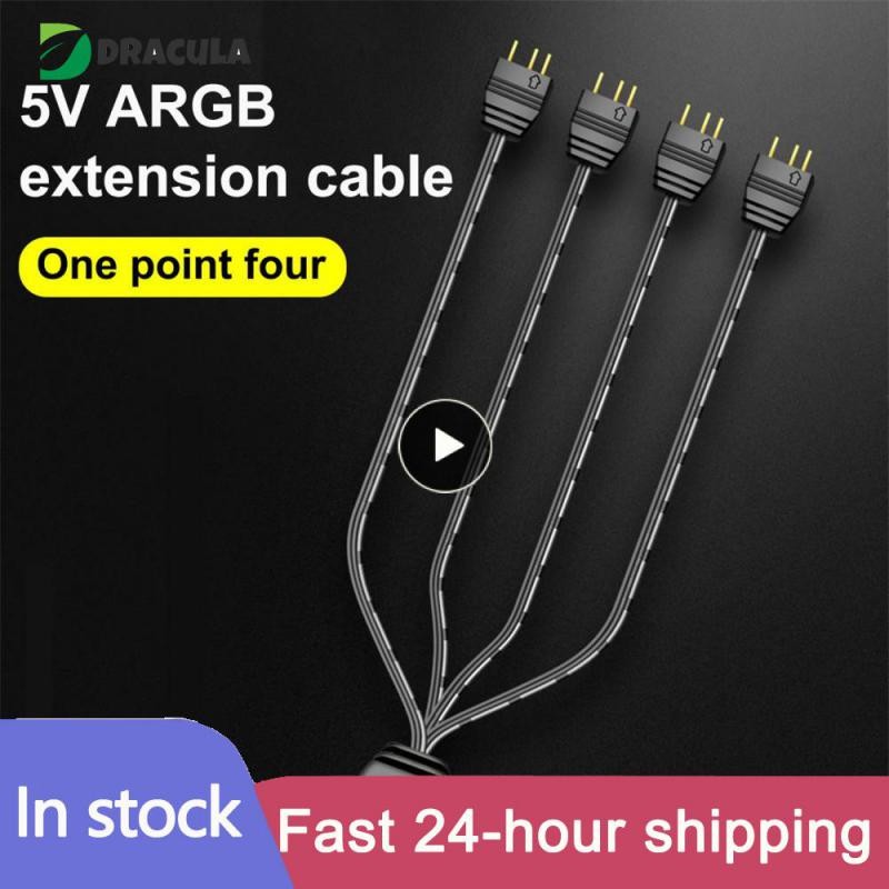 ⚡to 2/4 Computer Cooling Fan Cable 5V 3 Pin CPU ARGB HUB Extension ...