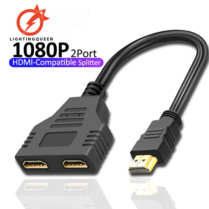 ღ1080P Hdmi Hd Cable Splitter 2 Dual Port Y Splitter 1 In 2 Out Cable