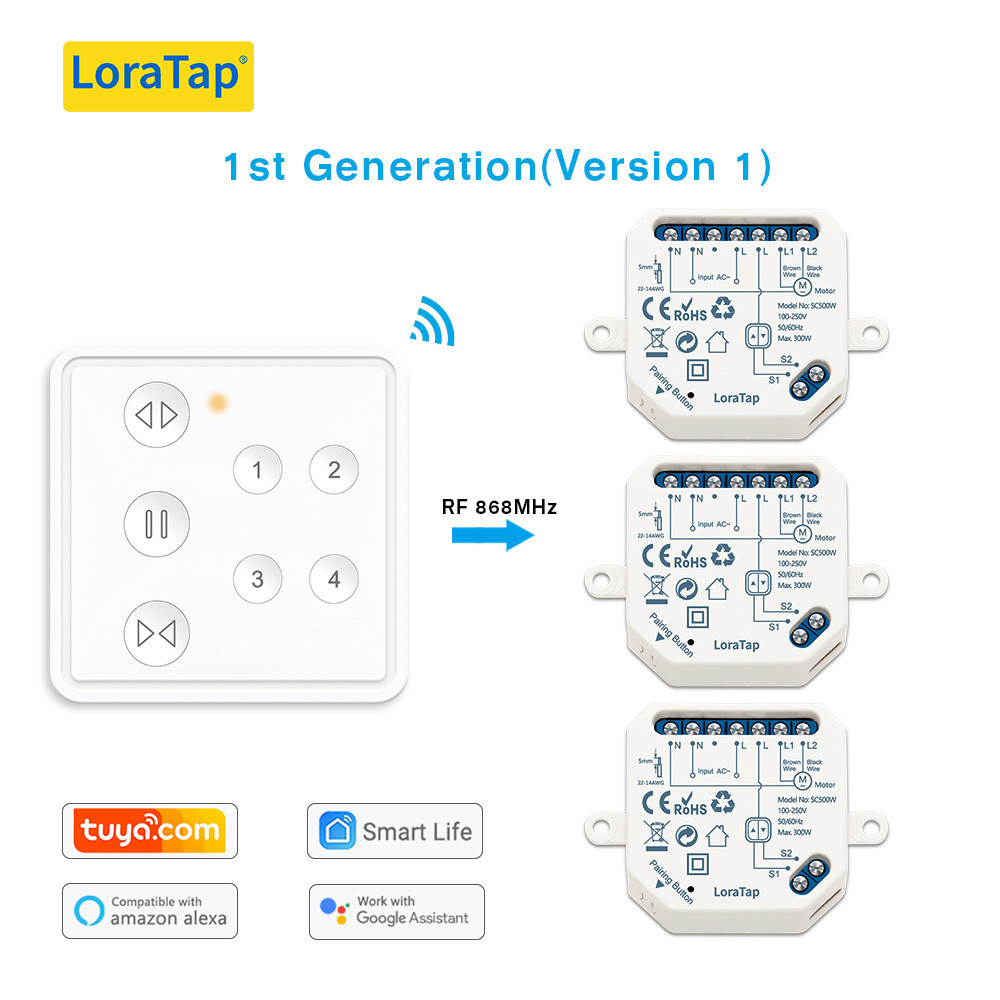~LoraTap Smart Home RF WiFi Blinds Roller Shutter Curtain Switch Relay ...