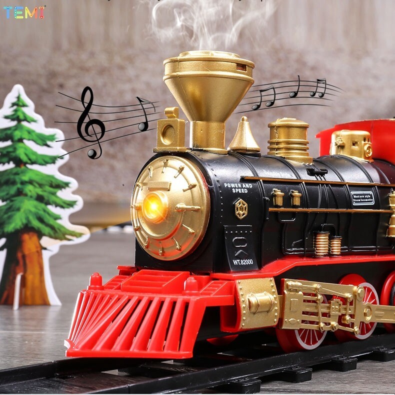 TEMI Electric Christmas Train Toy Set Car Railway Tracks Steam ...