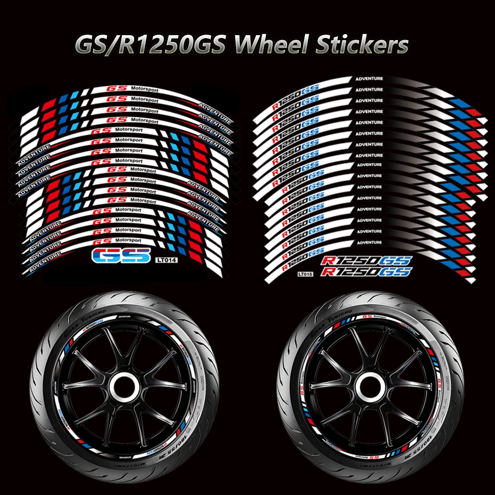 16 PCS Reflective Motorcycle GS Stickers Outer Wheel Rim Sticker Film ...