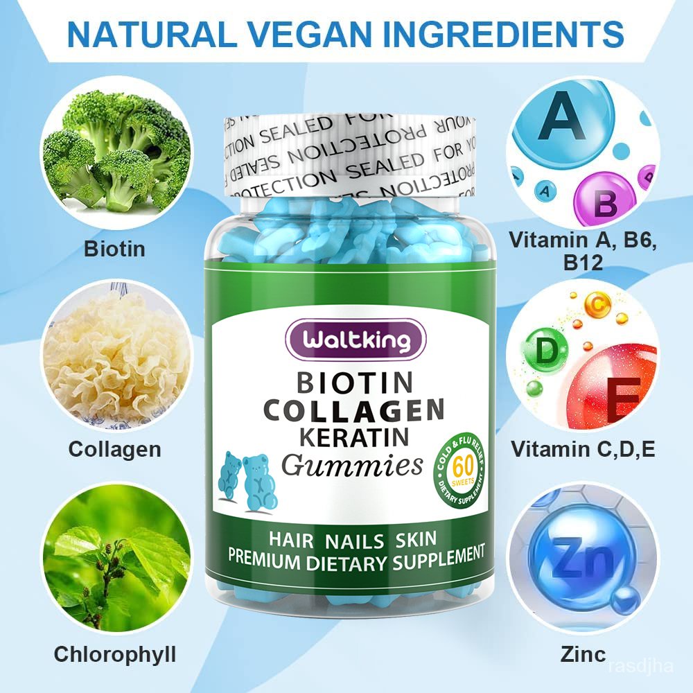 COD Biotin Gummies New Formula with Biotin, Collagen, Chlorophyll, Zinc and Vitamin A, B6, B12