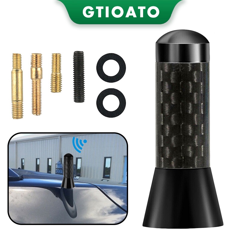 GTIOATO Carbon Fiber Car Short Antenna Universal Replacement Car Radio