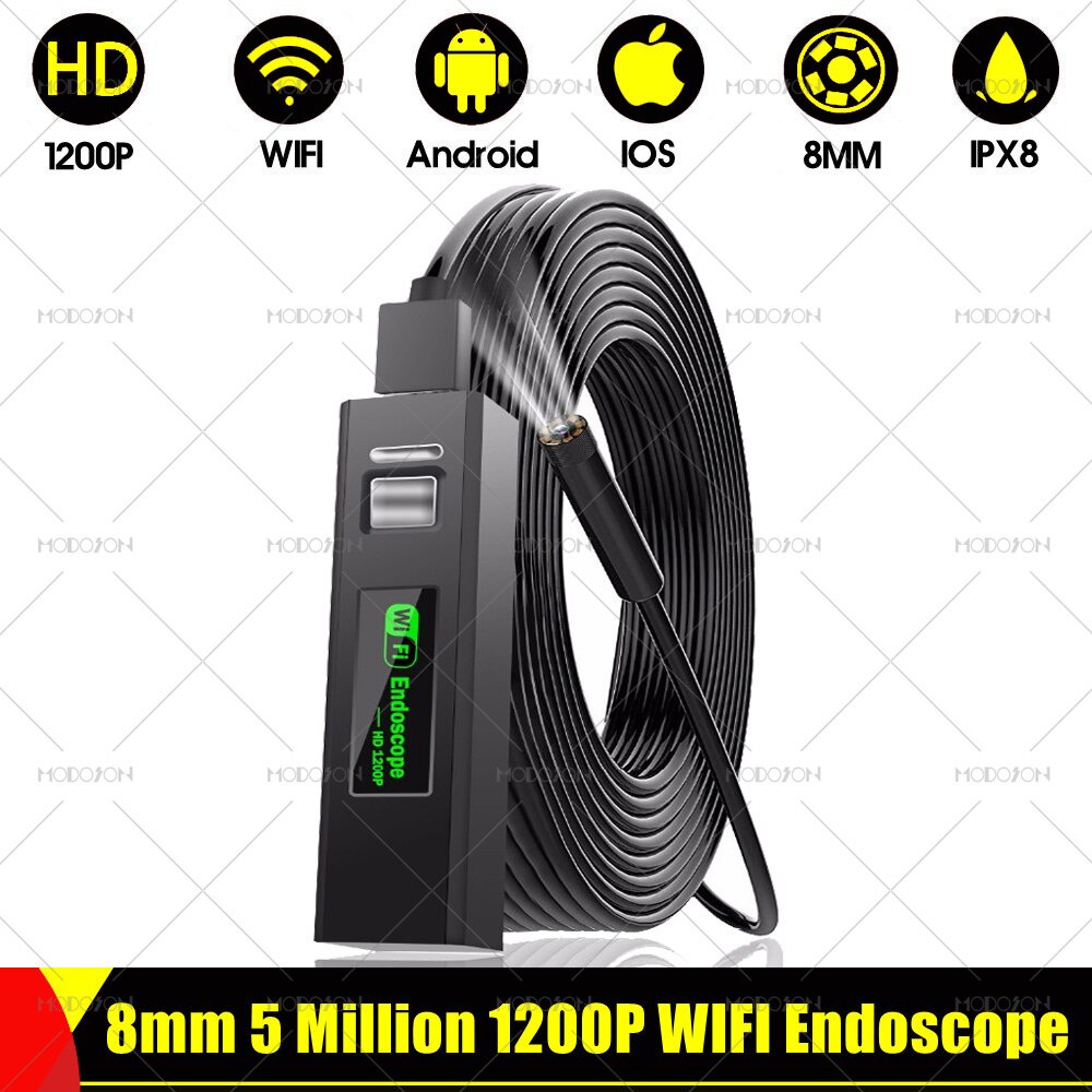 szx 8mm 1200P HD WIFI Endoscope Camera Flexible Snake Cable Endoscopy