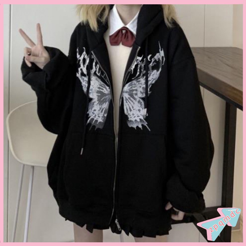 Y2K Harajuku Spider Graphic Full-Zip Hoodie Jacket Men Women - View #3