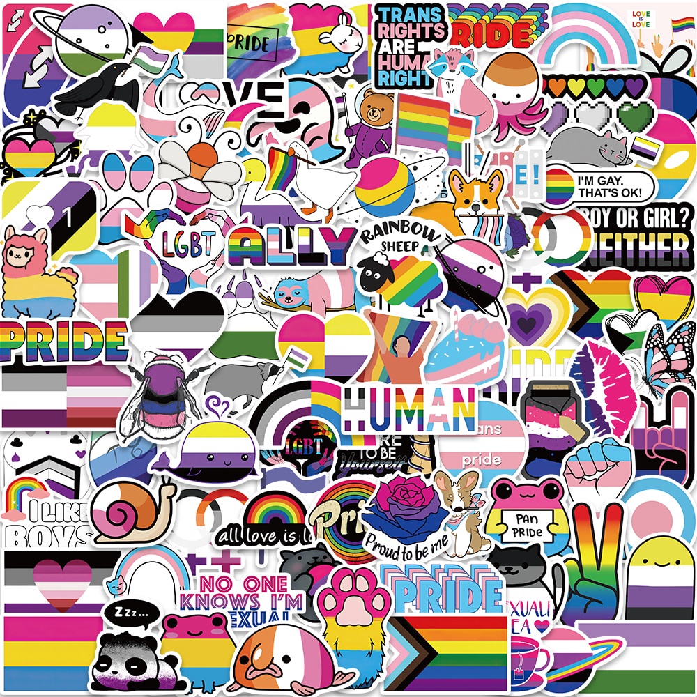 06Y 10/50/100pcs LGBTQ Sticker Rainbow Lesbian Bisexual Pansexual ...