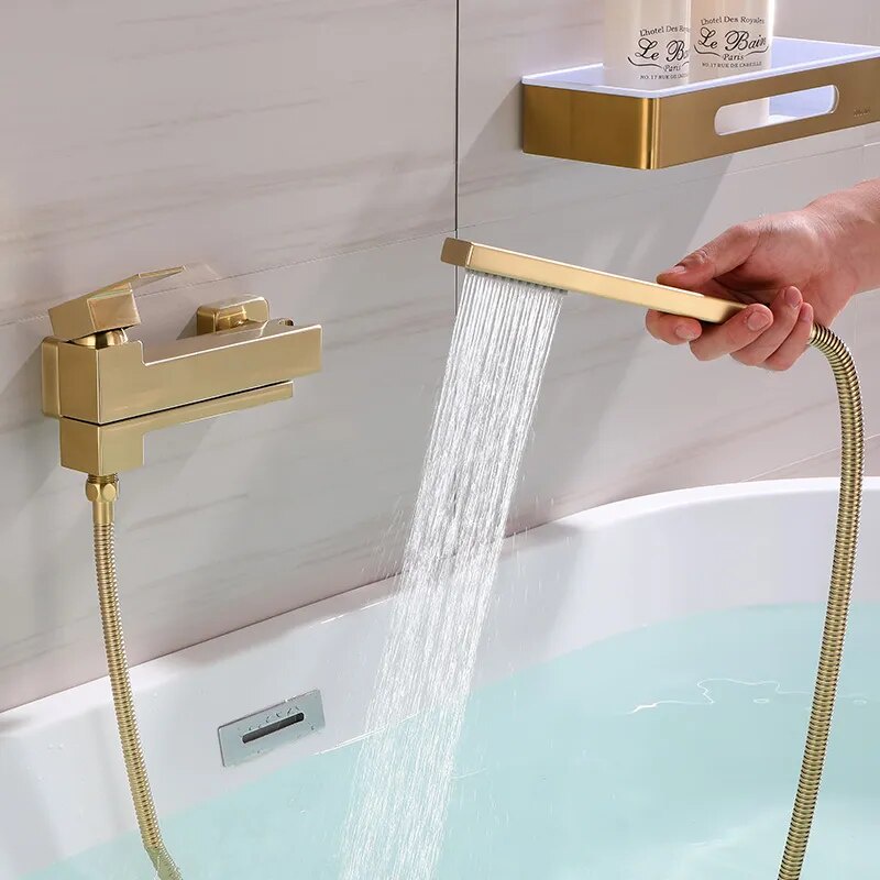 Brushed Gold Bathtub Faucet Set Brushed Gold Shower Faucet Set