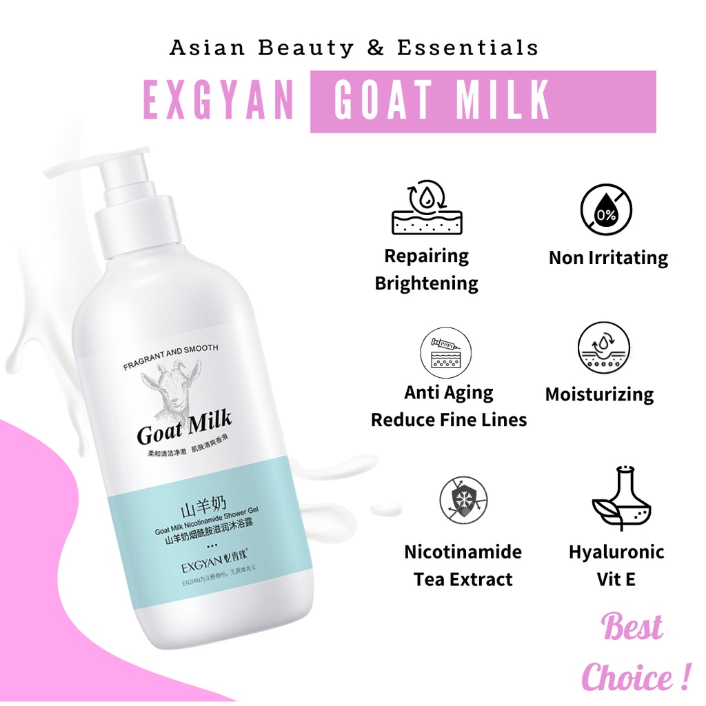 AUTHENTIC Goat Milk Shower Gel 500ML Goat Milk Niacinamide Bubbles