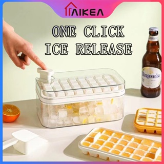 Ice Cube Tray with Lid and Bin, 2 Pack for Freezer, 64 Pcs Ice Cube Mold  (White)