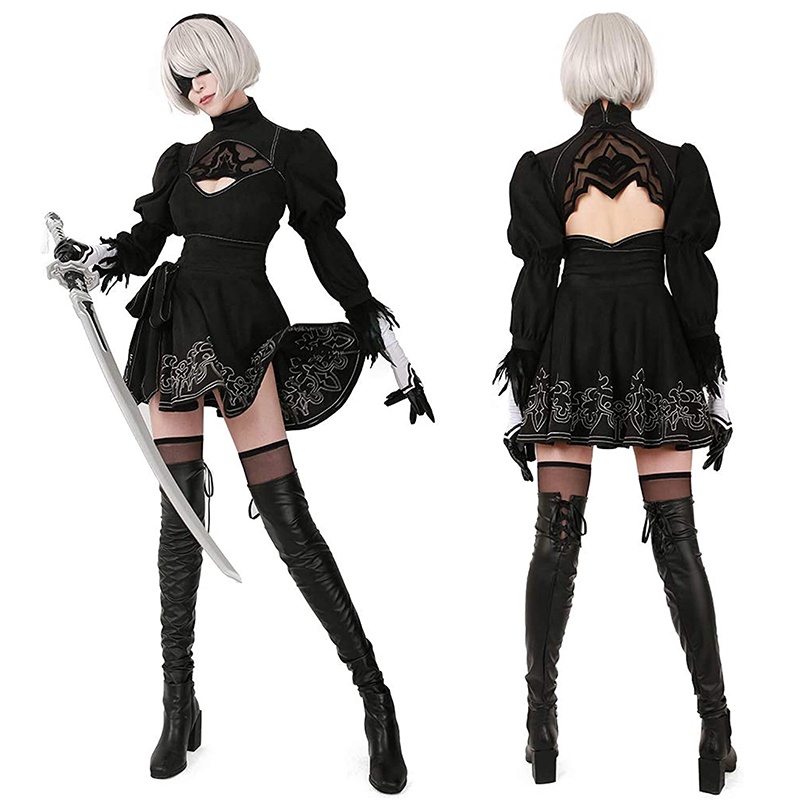 Nier Automata Yorha 2b Cosplay Costume Wig Dress Anime Game Yorha 2b Sexy Outfit Disguise 1753