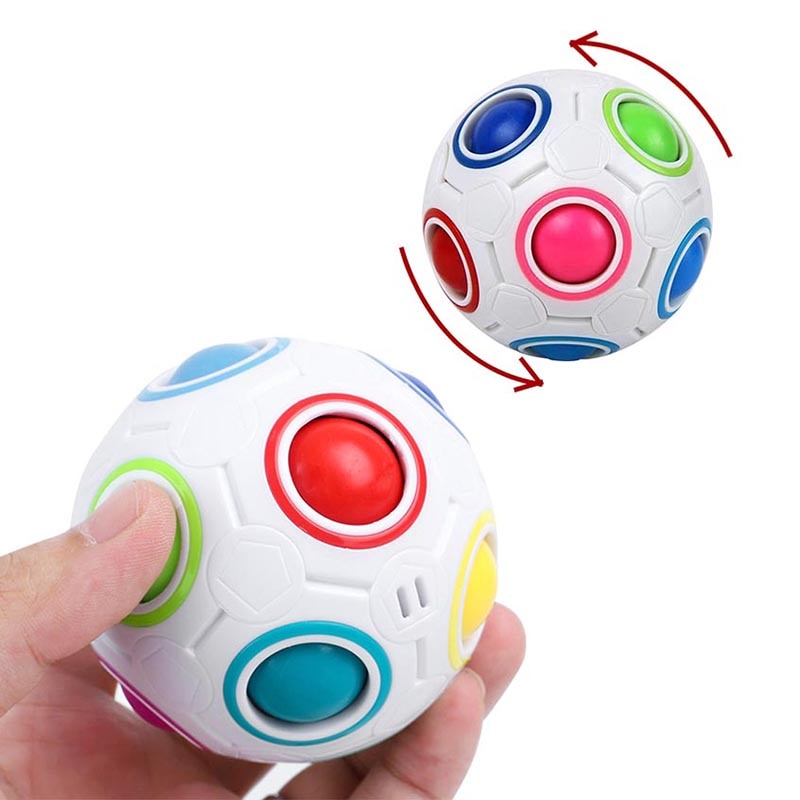 ♟Magic Rubix Cube Rainbow Ball Cube Speed Football Puzzle Ball Fidget ...