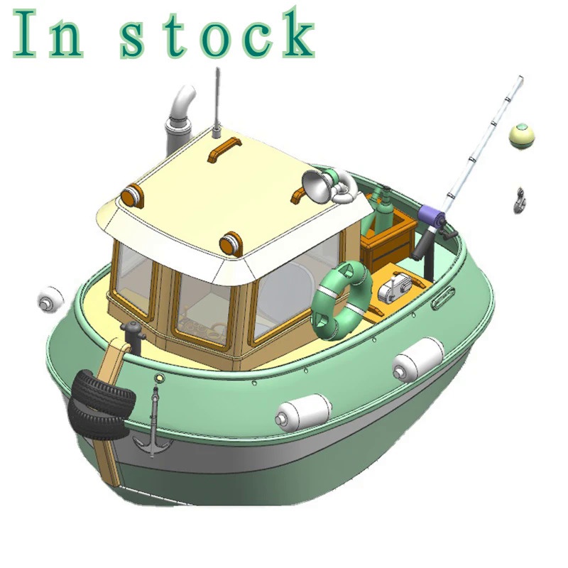 8XCZ 240mm 1/18 M4 Xiaomeng Tugboat Wooden Remote Control Boat Model