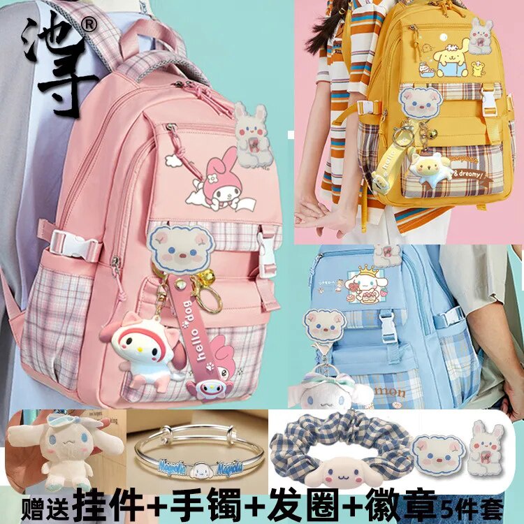 Sanrio Anime My Melody Kuromi Cinnamoroll Backpacks Cute Cartoon Sweet ...