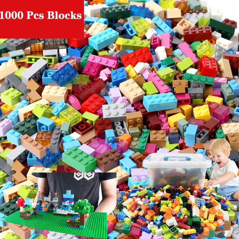 250/500/750/1000 Pieces Building Blocks City DIY Creative Bricks Bulk ...