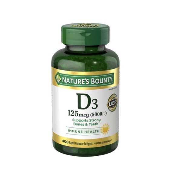 Nature’s Bounty D3 (1000 5000IU) 250 350 400 SG, Fish Oil 180 SG