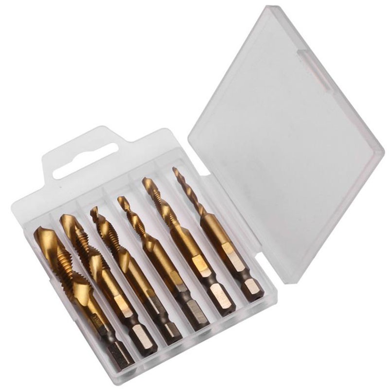 6pcs Hexagonal HighSpeed Steel Drill Bits Steel Thread Metric Tap
