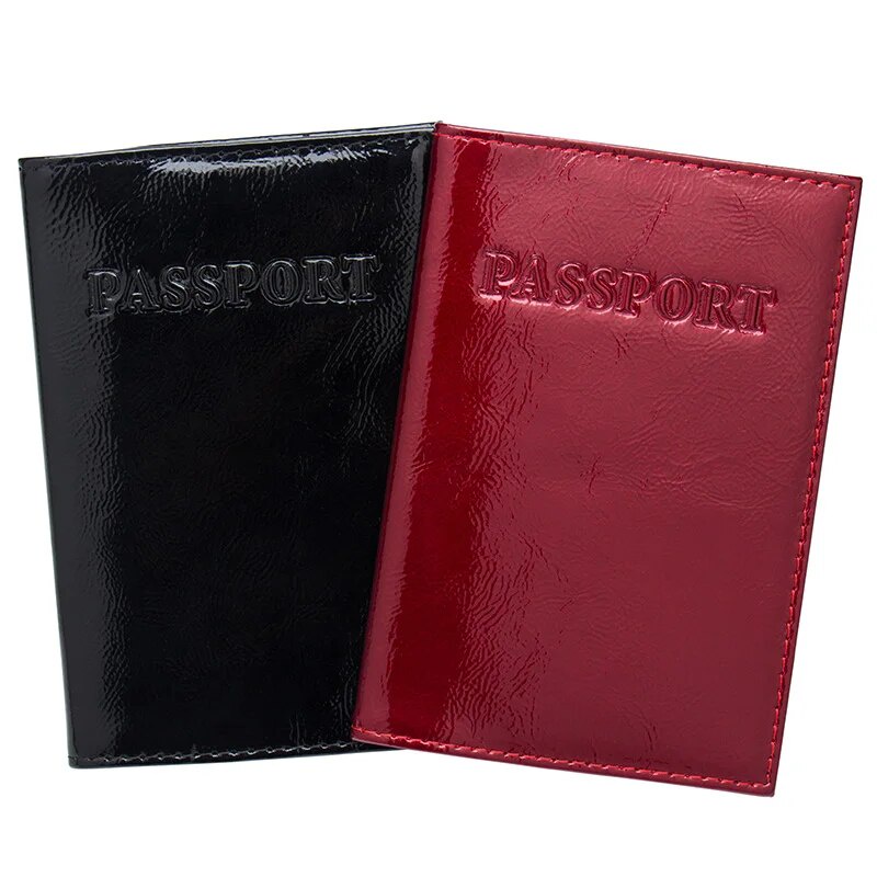☝USA Genuine Leather oil solid red embossing Travel Passport Holder Bag