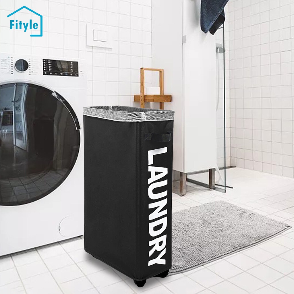 Fityle Collapsible Dirty Clothes Hamper with Caster Wheels Rolling with