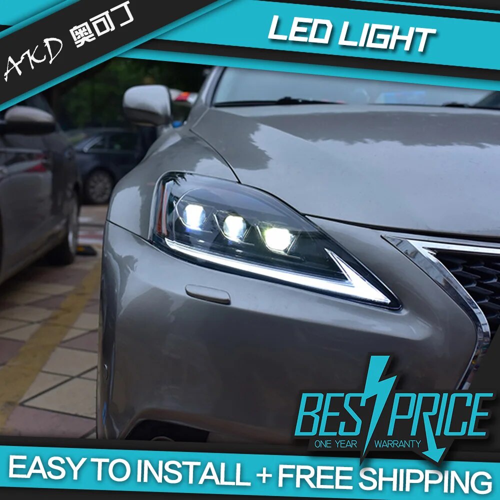 AKD tuning cars Headlight for lexus IS250 IS300 is350 Headlights LED DRL Running lights BiXeno
