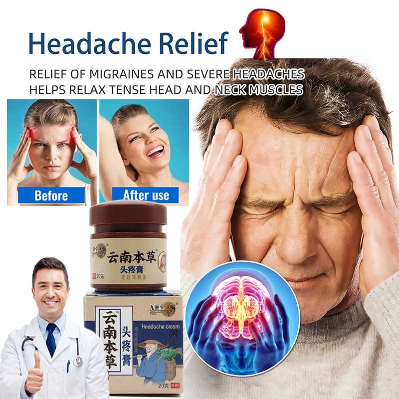 Headache Cream 20g Headache Relief Cream Treatment Nerve Pain Herbal