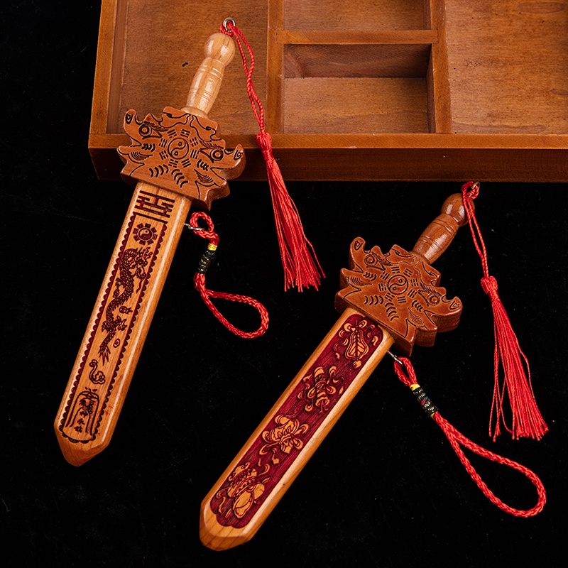 Toy knife☬2022 Feng Shui Tai Chi Eight Diagrams The Peach carving Wood