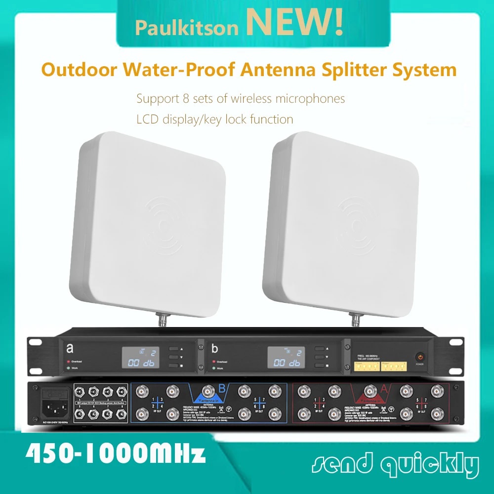 ♀Paulkitson UA80A2003 Antenna Distribution System RF Signal Distributor Wireless Microphone 8 C