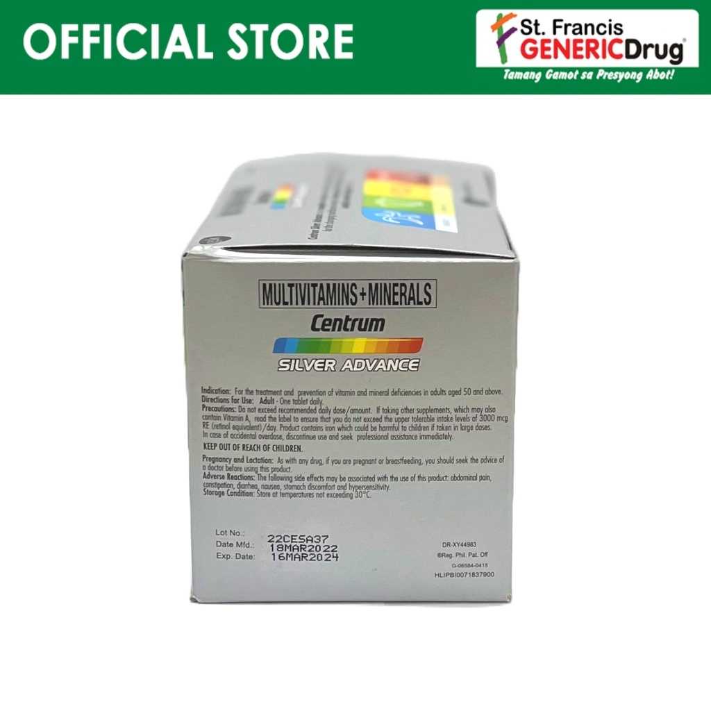dd Centrum Silver Advance Multivitamins + Minerals (by 4s) Shopee