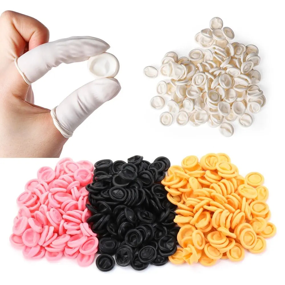 ☂100PCS Disposable Finger Cover Rubber Gloves Nonslip Antistatic