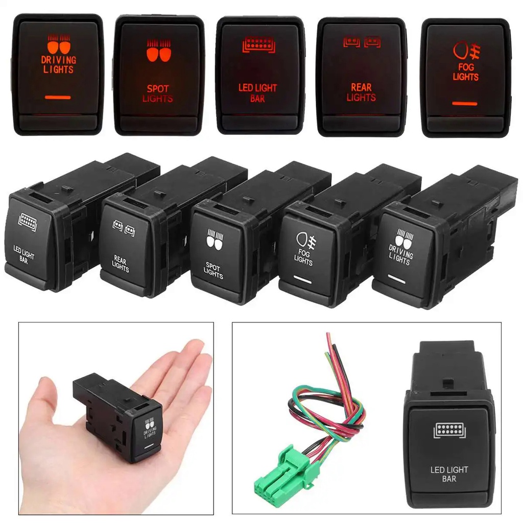 12V 3A LED Light Push Switch Fog Driving Spot Rear Car Light Rocker