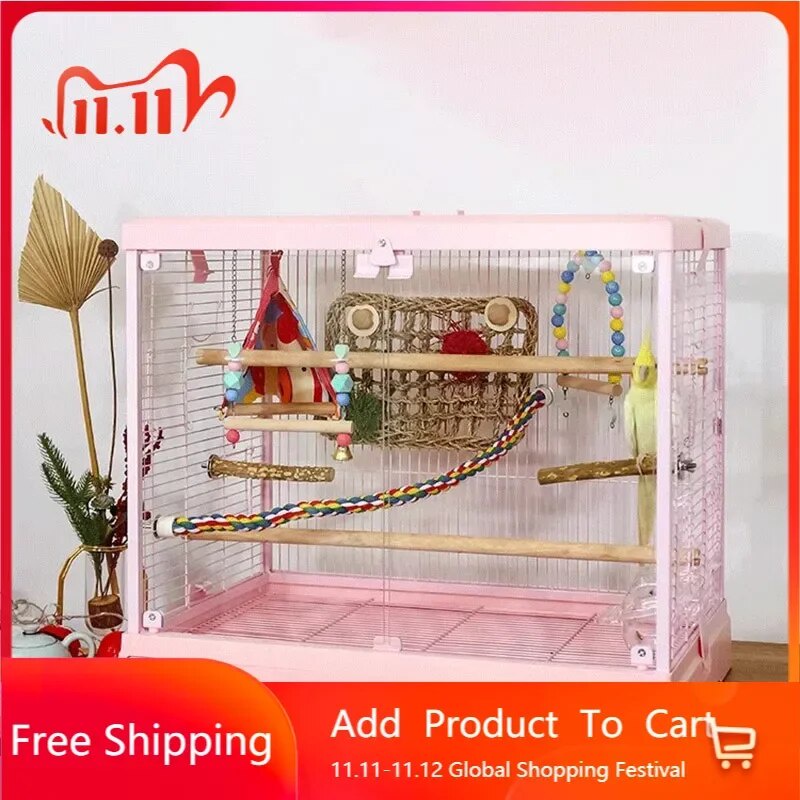 Iron Latch Bird Cages Budgie Aesthetic Large Parrot Cage Fencing Feeder