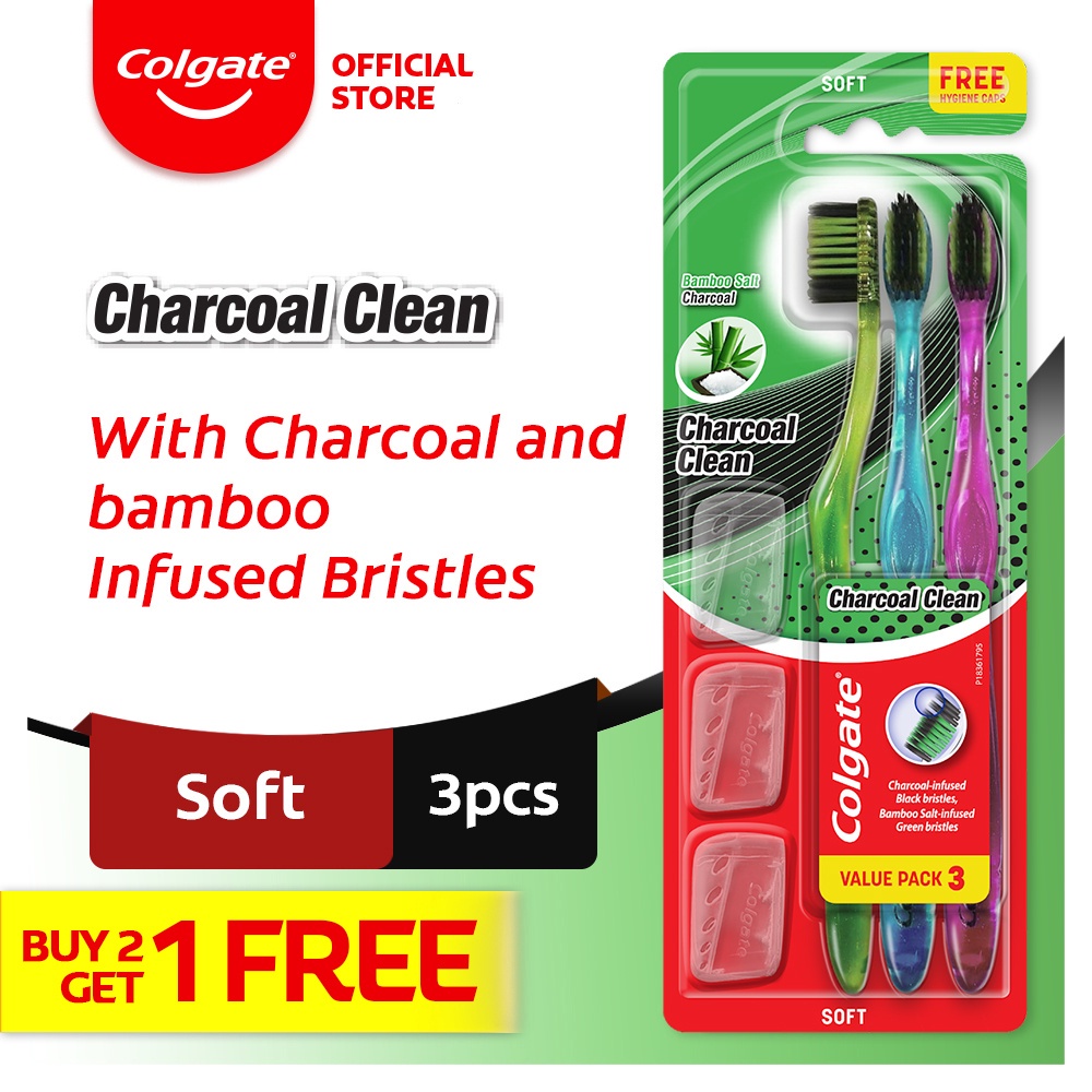 83ER Colgate Charcoal Clean Toothbrush Value Pack (Assorted) Shopee