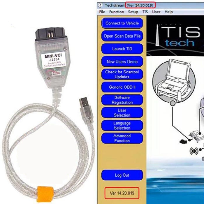 MINI VCI GTS diagnostic cable USB to OBD2 16pin V17.30.011 LJK | Shopee ...