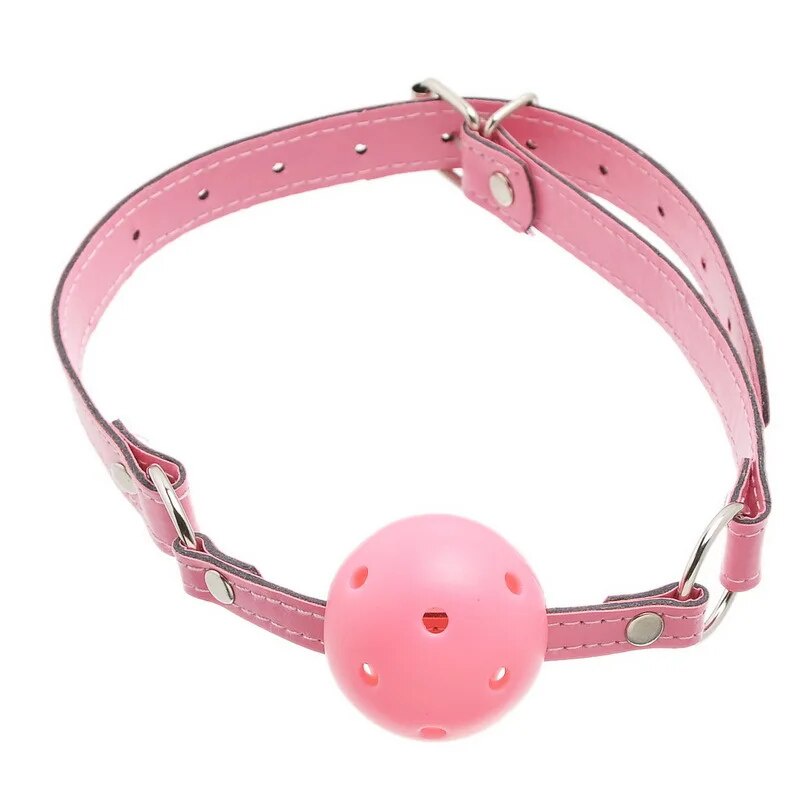☠pink Bdsm Mouth Ball Gag Pu Leather Mouth Gag Oral Fixation Stuffed Adult Games Flirting Sex To