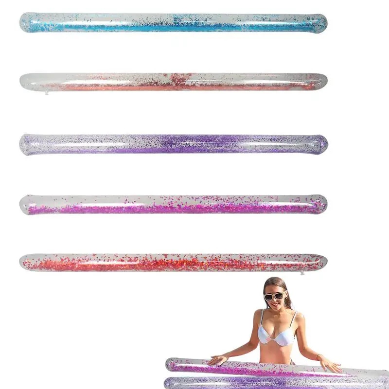Inflatable Swim Float Pool Noodle With Coloured Glitter Water Floating ...