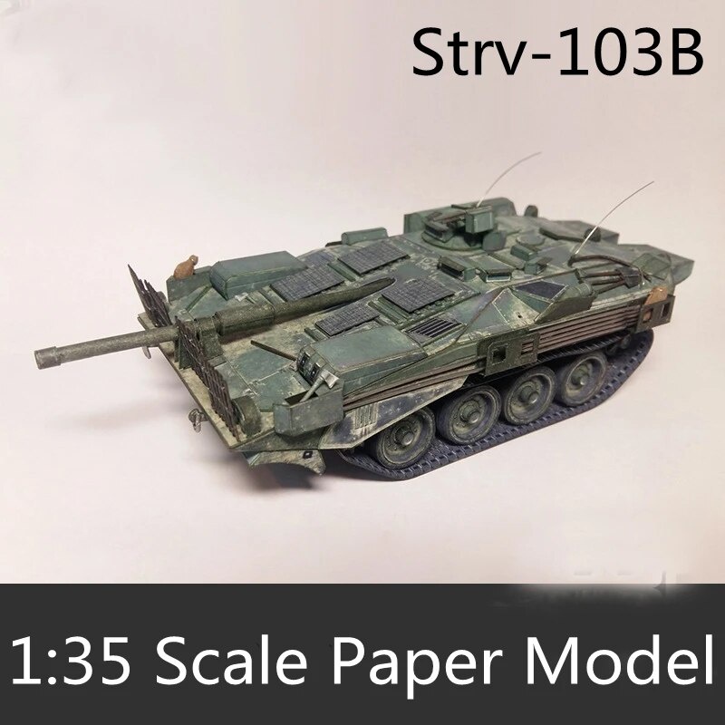 ♦135 Scale WW II Sweden Strv103B Tank Model DIY 3D Paper Card