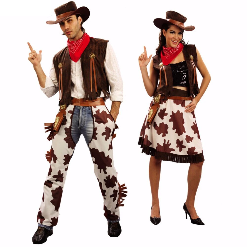 ☸Halloween Party Cowboy Costume for Adult Men and Women Cowgirl Cosplay