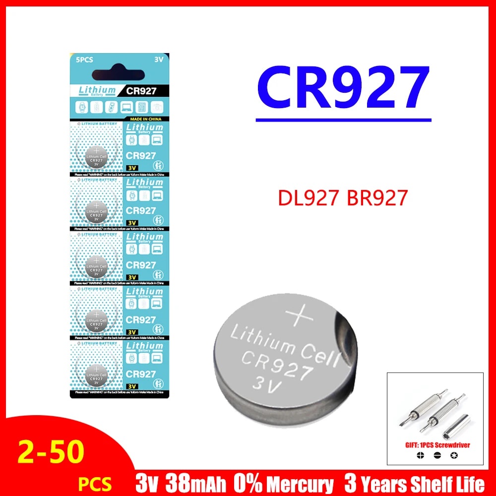 2 Piles Bouton CR927 3V 30mAh - Lithium, Pour Jouets, Horloges, Montres