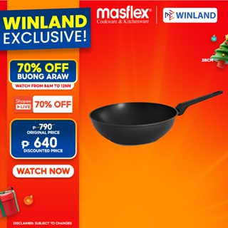 Masflex 32 cm Master Class Non Stick Wok With Glass Lid