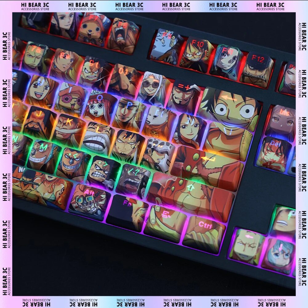 ☊Anime Diy Keycaps Luffy Zoro Light Transmission Sublimation 108 Key ...