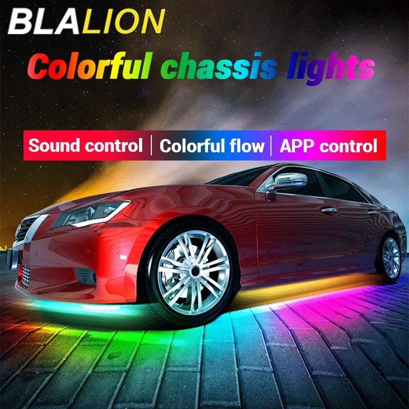 BLALION Car Flexible Underglow Strip Light LED Underbody APP Remote Sound Control RGB Neon Light